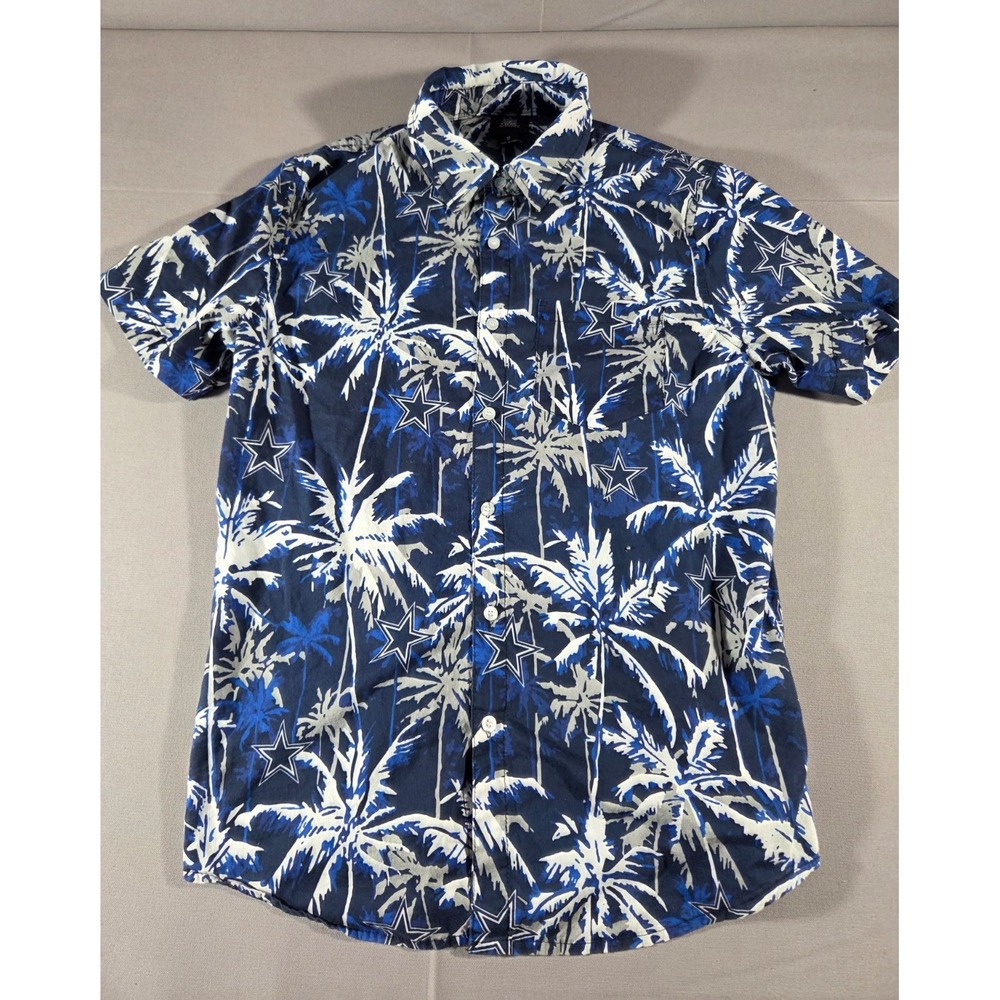 Dallas Cowboys NFL Team Apparel Hawaiian Shirt Mens M Blue Palm Trees